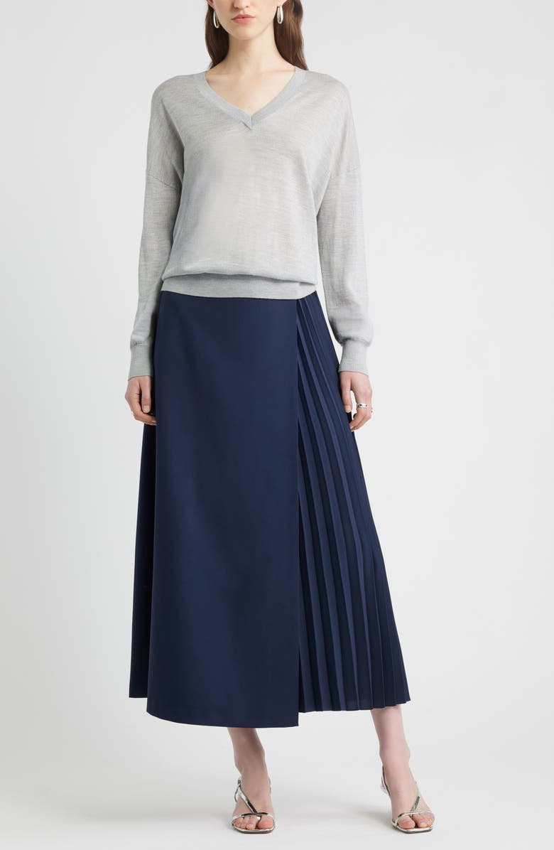 Nordstrom Mixed Media Maxi Skirt, Alternate, color, Navy Night