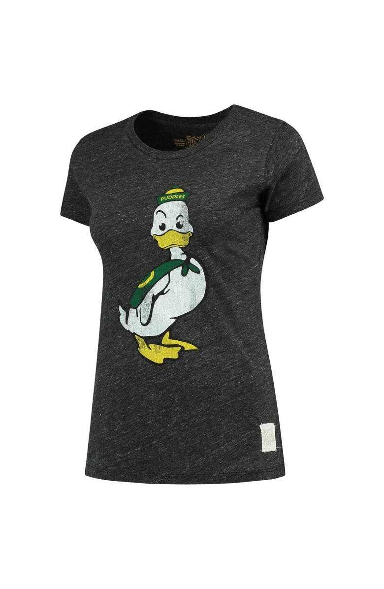 Retro Brand Women's Original Retro Brand Heathered Black Oregon Ducks Tri-Blend Crew Neck T-Shirt, Alternate, color,