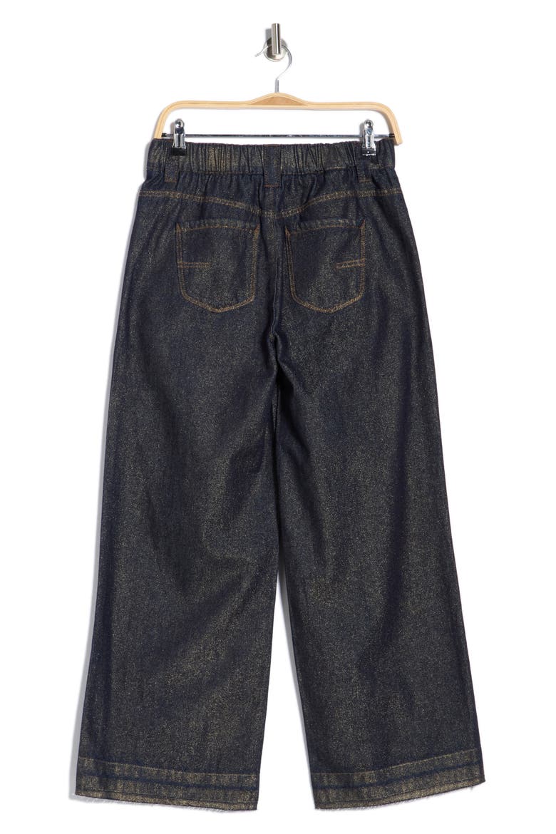 Cinch Waist Raw Ankle Wide Leg Jeans, Alternate, color, INDIGO
