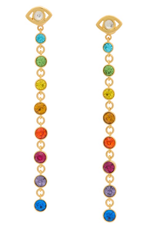 Micro Evil Eye Linear Drop Earrings