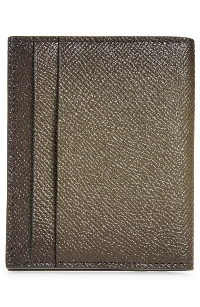 FERRAGAMO Micro Gancio Leather Tall Bifold Wallet, Alternate, color, Spruzzatura New Olive Nero