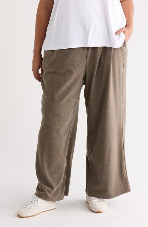 Drawstring Waist Wide Leg Pants (Plus)