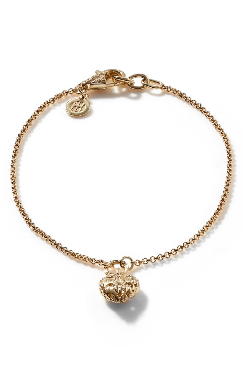 John Hardy Classic Chain 18K Gold Heart Charm Bracelet, Main, color, 
