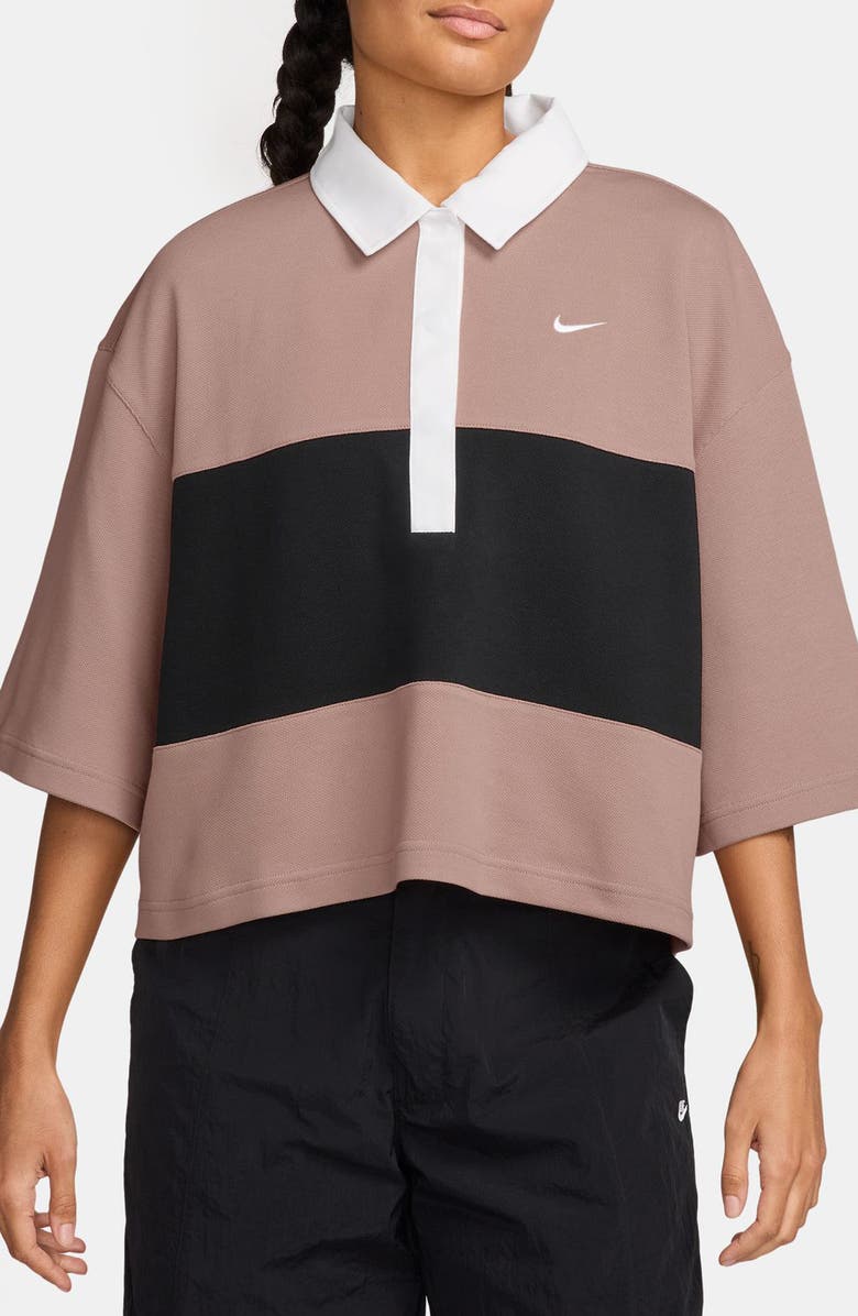 Nike Sportswear Oversize Polo, Main, color, Particle Pink/ Black