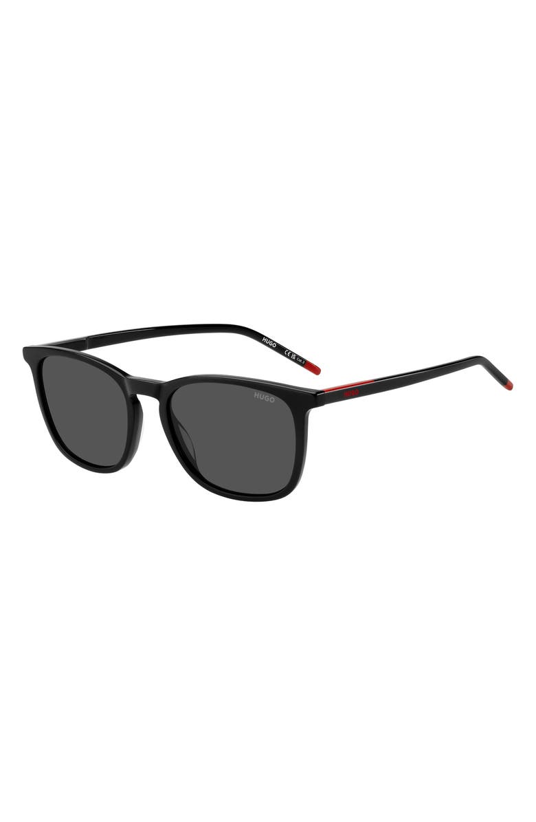 HUGO 53mm Rectangular Sunglasses, Alternate, color, Black/ Grey