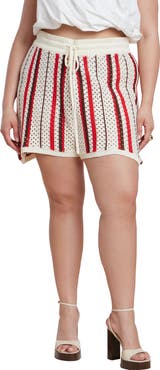 ELOQUII Striped Crochet Short