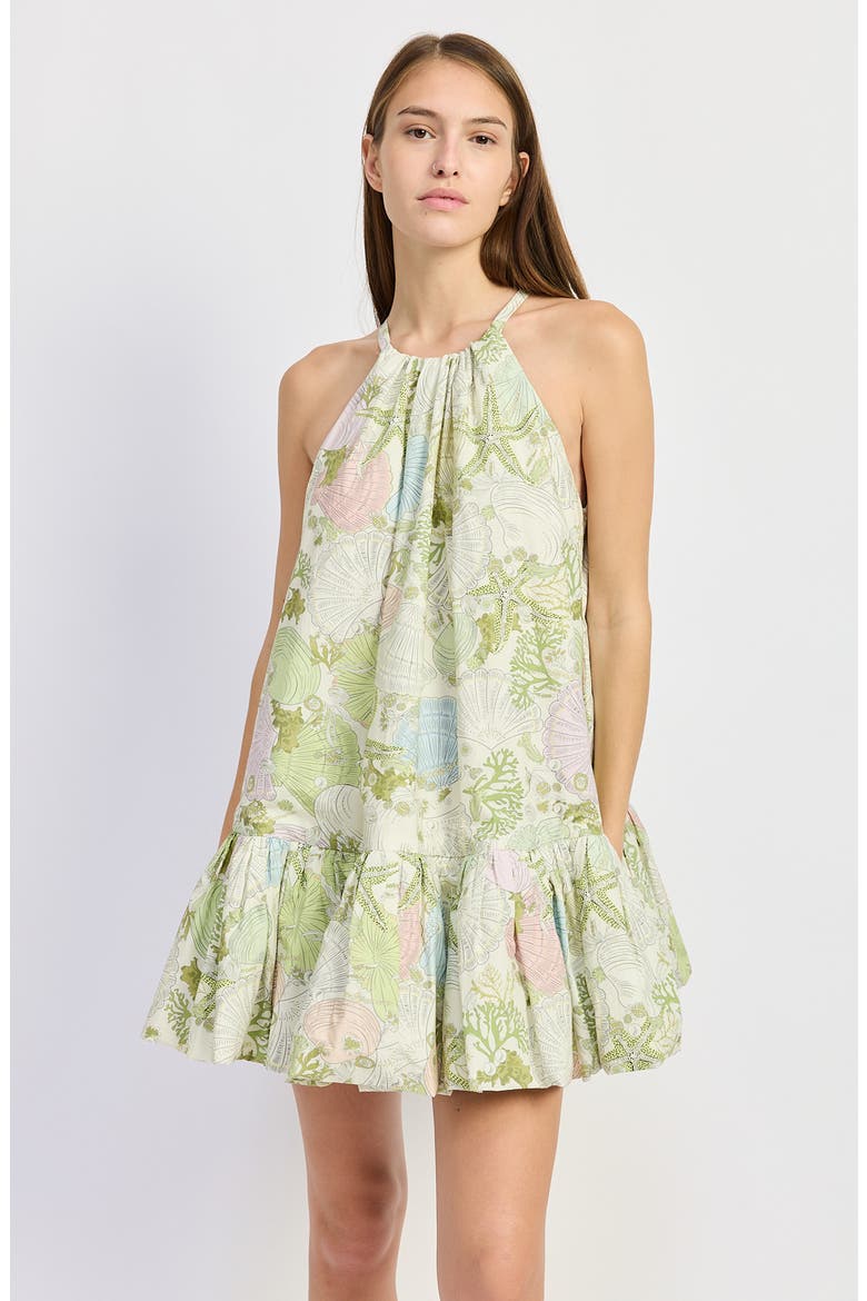 Blair Shell Print Minidress, Alternate, color, IVORY OLIVE MULTI