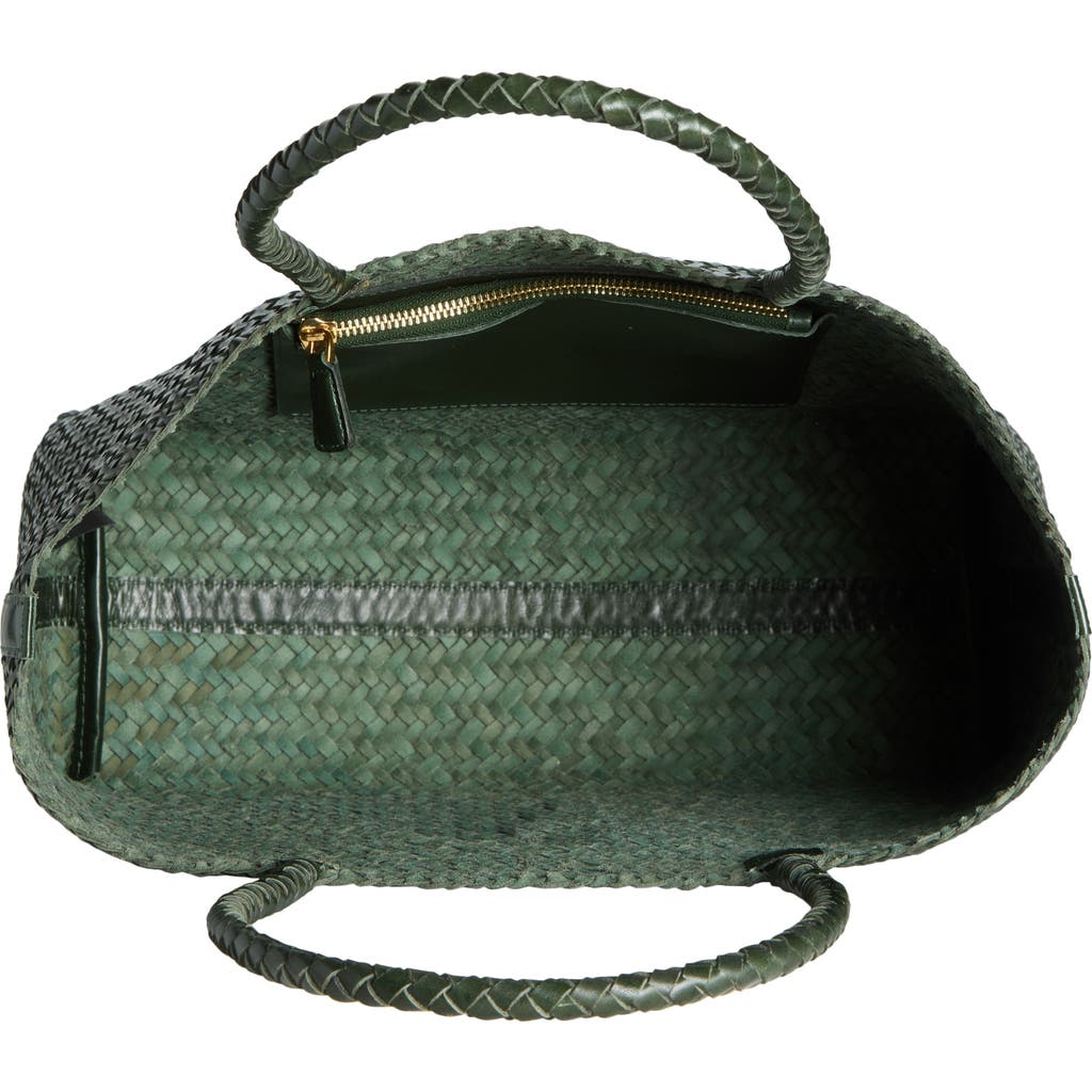 Shop Madewell Handwoven Leather Tote In Summit Green