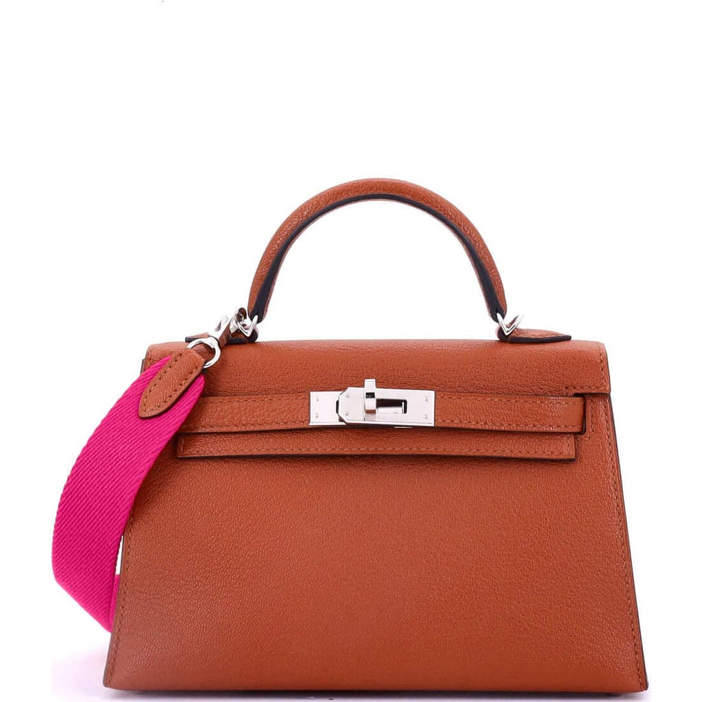 Pre-owned Hermes Hermes Kelly Mini Ii Amazone Handbag Brown Chevre Mysore With Palladium Hardware 20