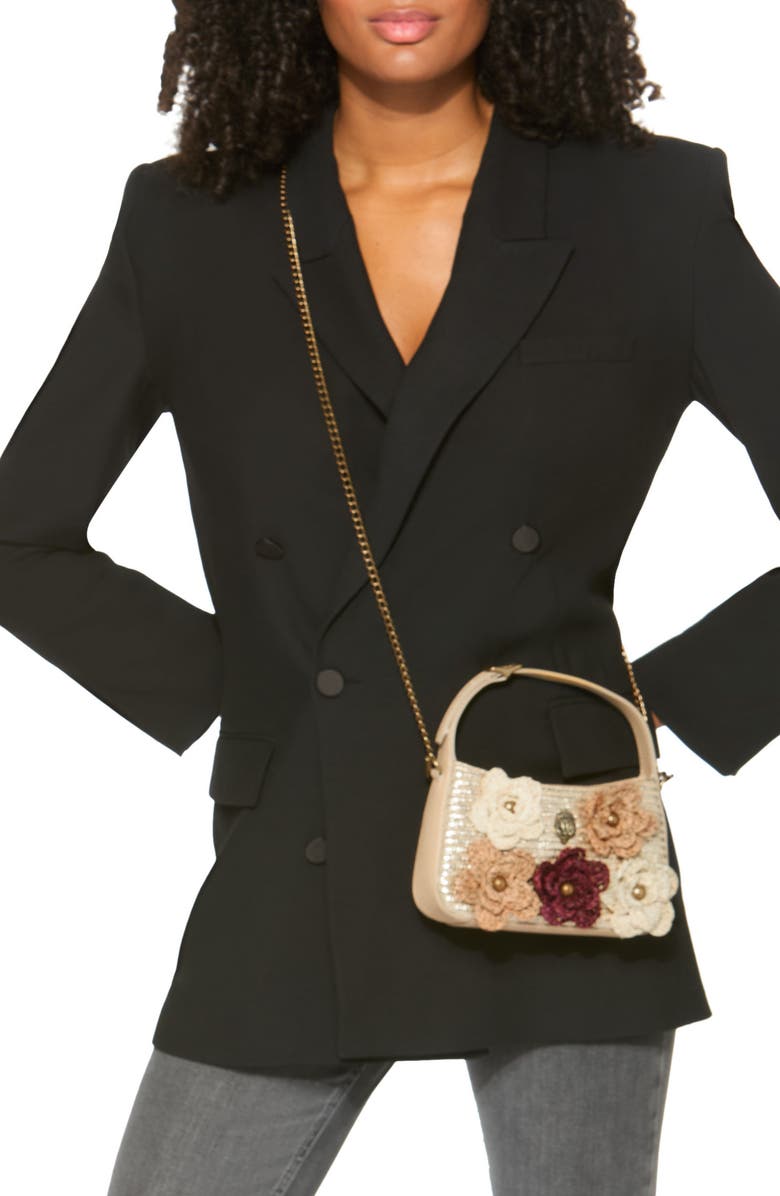 Kurt Geiger London Mini Bond Floral Shoulder Bag, Alternate, color, Open Beige