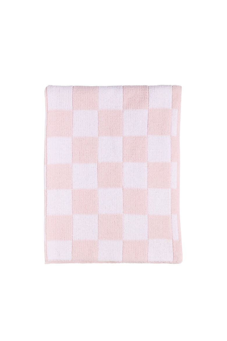 Chenille Knitted Blanket, Alternate, color, Pink Check