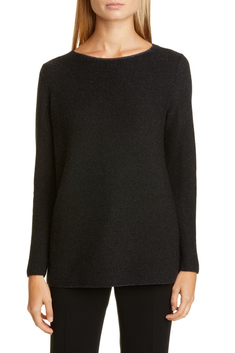 Metallic Cashmere Blend Sweater, Main, color, BLACK METALLIC