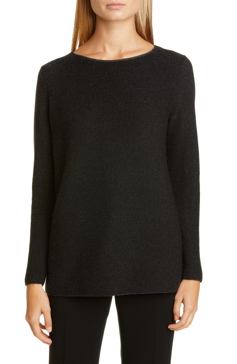 Lafayette 148 New York Metallic Cashmere Blend Sweater, Main, color, 