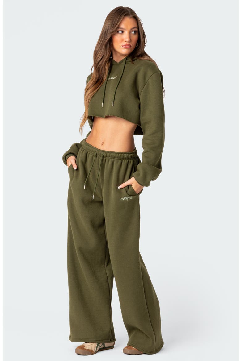 Breanna Cotton Blend Crop Hoodie, Alternate, color, OLIVE