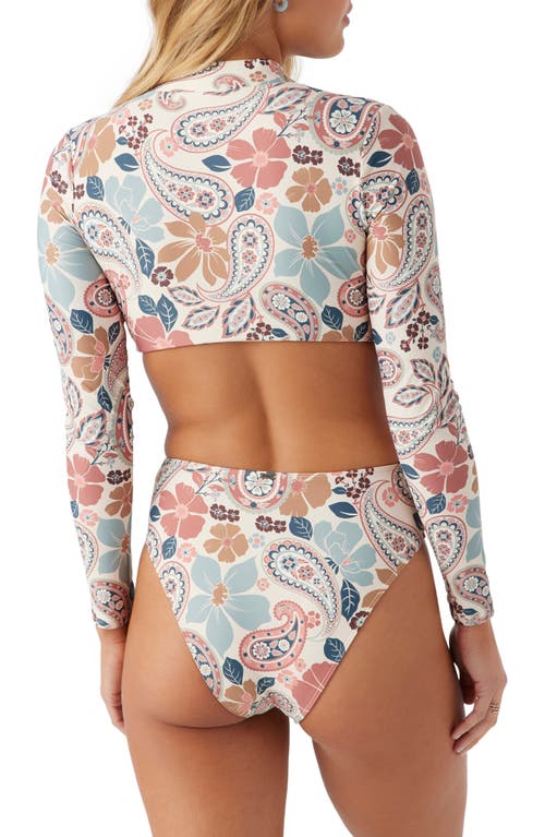 Shop O'neill Mod Boho Dana Point Surf Cutout Rashguard One-piece Swimsuit In Cement