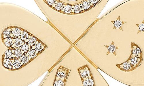 Adina Reyter 14k Yellow Gold Diamond Pave Lucky Symbol Clover Charm Pendant In Gold
