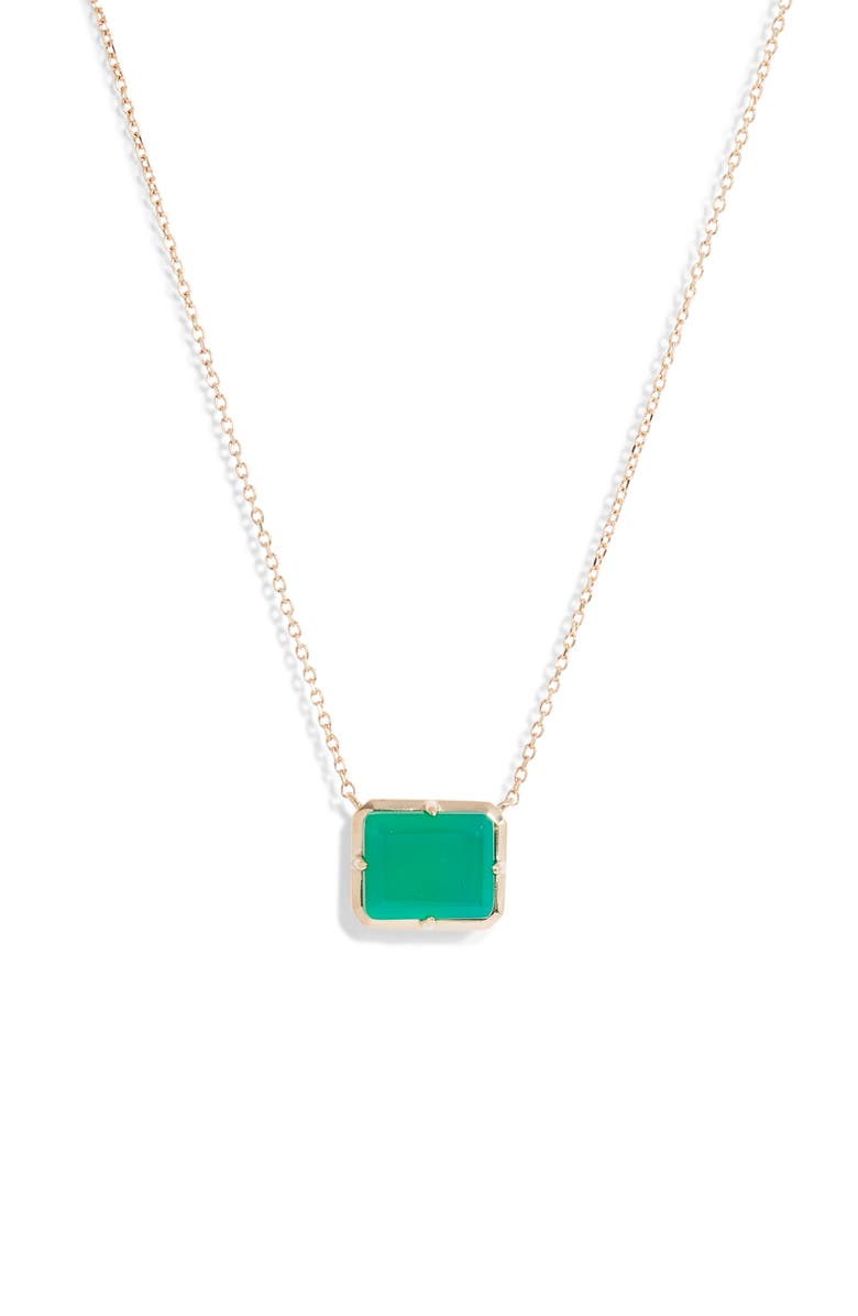 Anzie Melia Green Onyx Pendant Necklace, Main, color, Green Gold