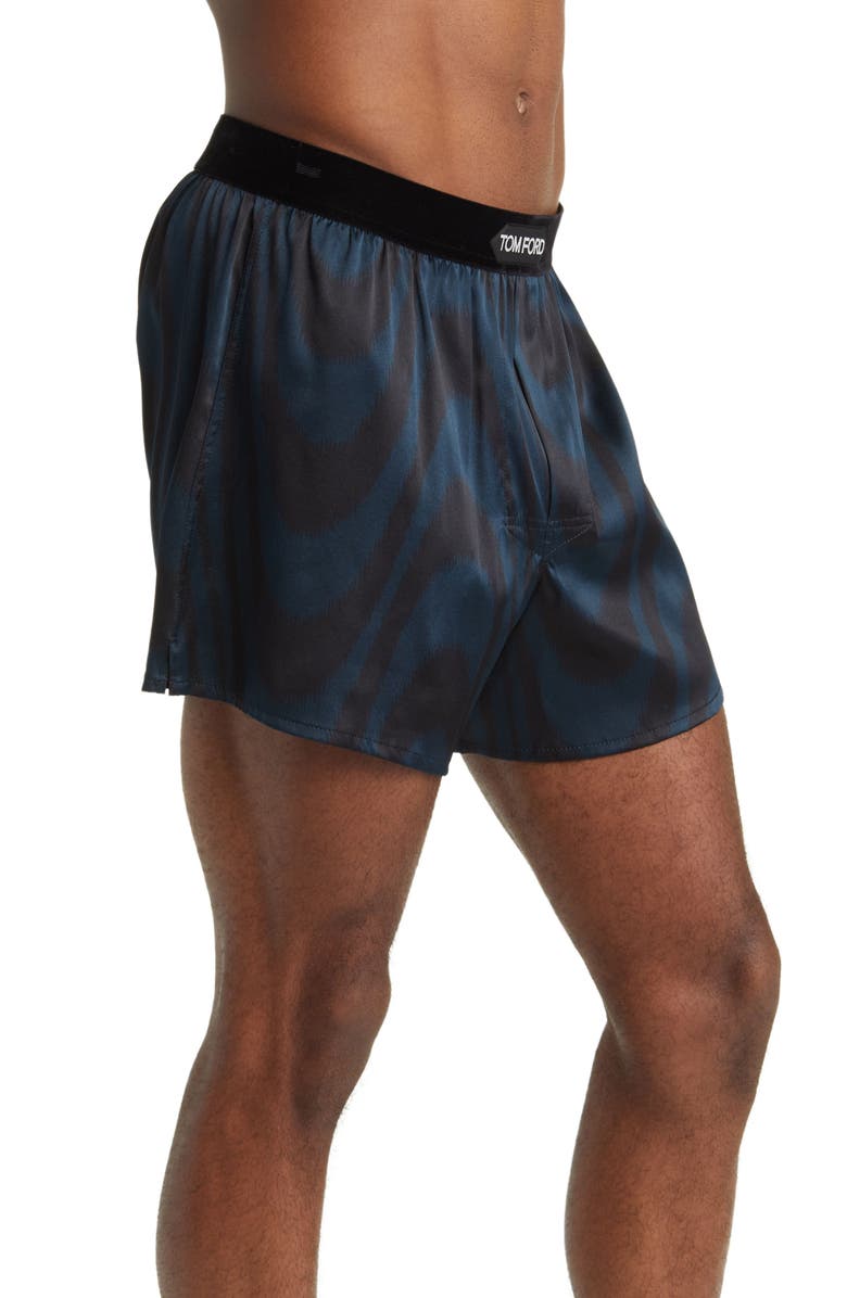 TOM FORD Peacock Print Stretch Silk Boxers, Alternate, color,