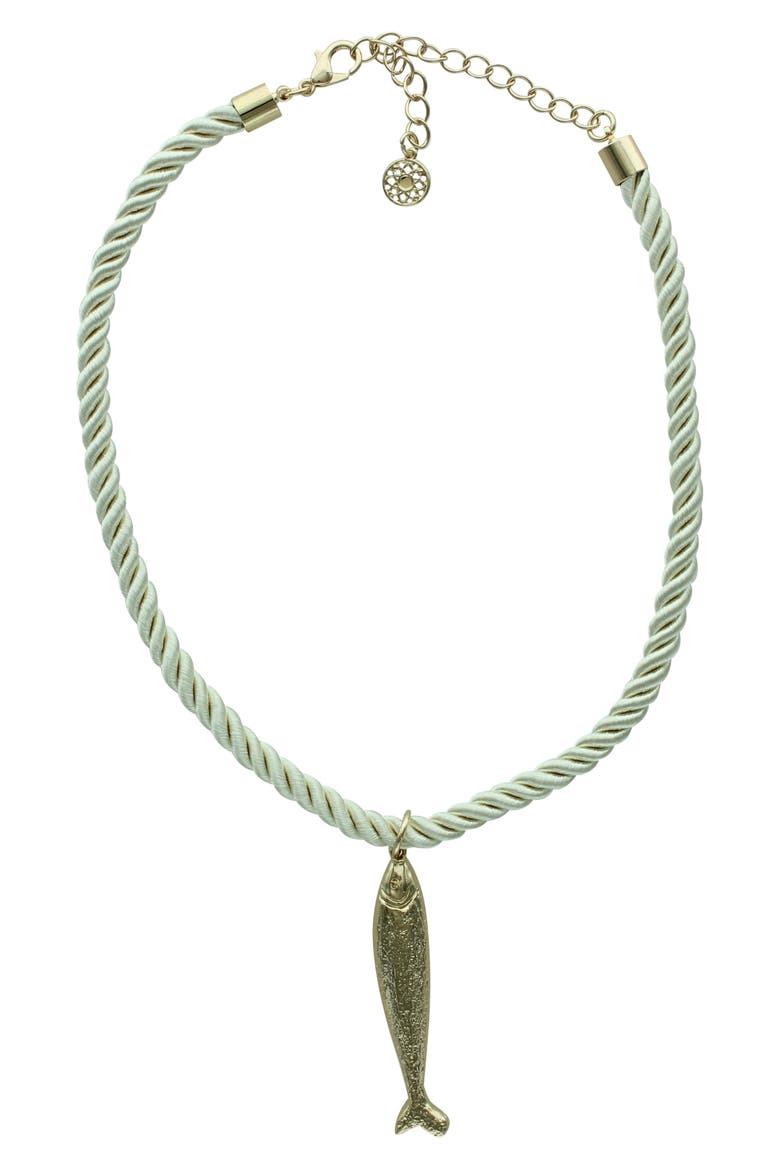 Gone Fishing Pendant Necklace, Main, color, GOLD