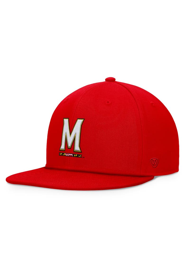 Men's Top of the World Red Maryland Terrapins Fundamental Snapback Hat, Main, color, Red