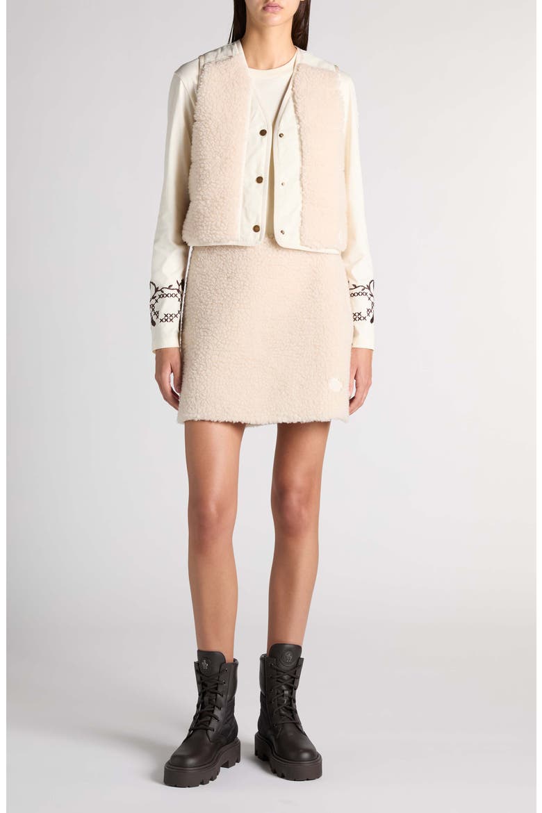 High Pile Fleece Miniskirt, Alternate, color, WHITE