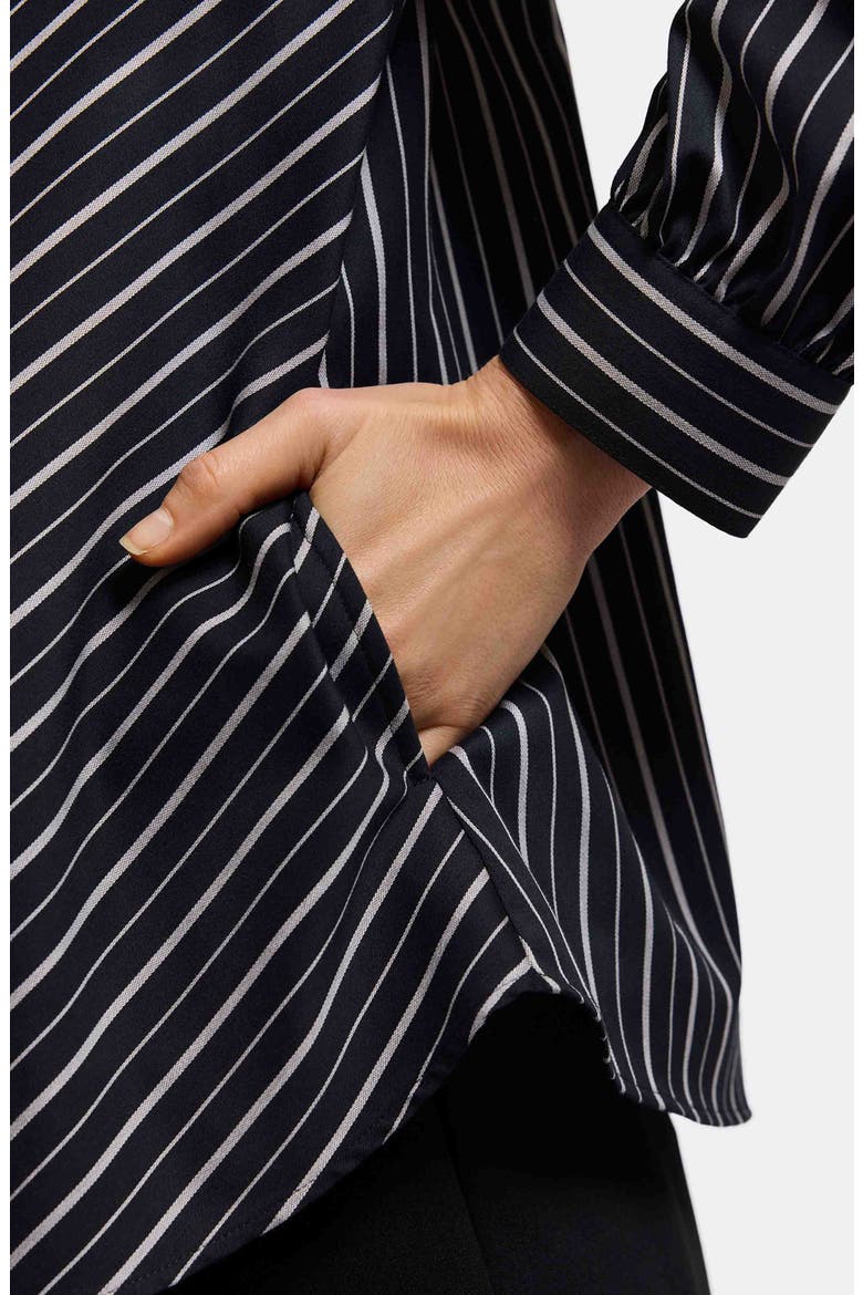 Daphne Stripe Stretch Cotton Blend Pullover Shirt, Alternate, color, BLACK/ WHITE