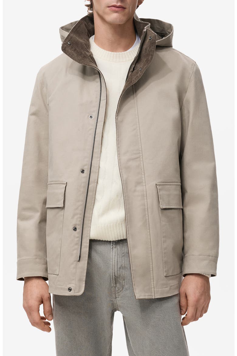 Twill Parka with Removable Hood, Main, color, SAND