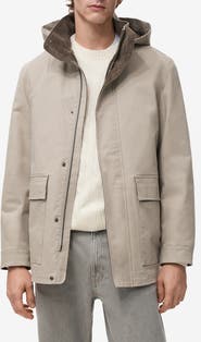 MANGO Twill Parka with Removable Hood