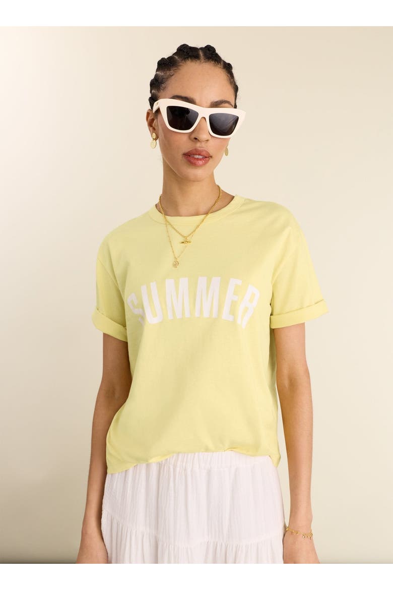 Kit Printed Crew Neck Relaxed T-Shirt, Main, color, Butter yellow