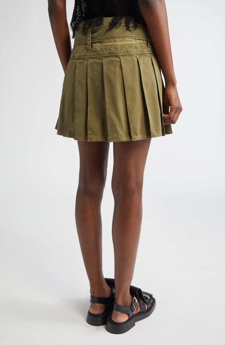 McQueen Pleated Twill Miniskirt, Alternate, color, Khaki