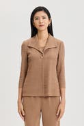 Ming Wang Tonal Wing Collar Knit Jacket
