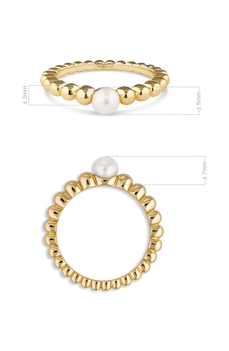 DEVATA Freshwater Pearl on Beaded Ball Ring in Gold Plated Sterling Silver, Alternate, color, Yellow Gold