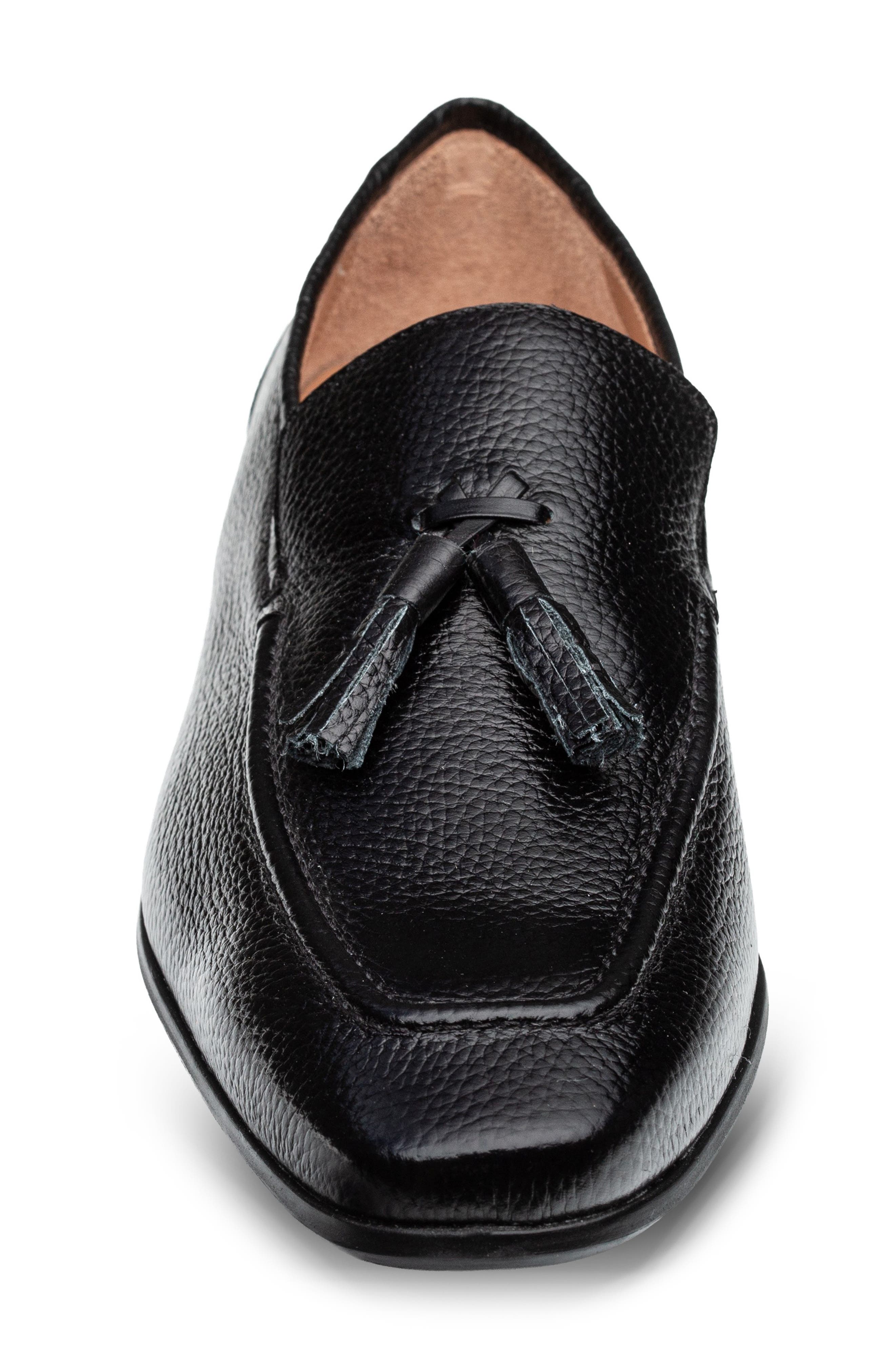 Tassel Leather Loafer, Alternate, color, BLACK