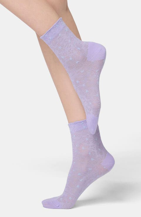 Floral Jacquard Crew Socks