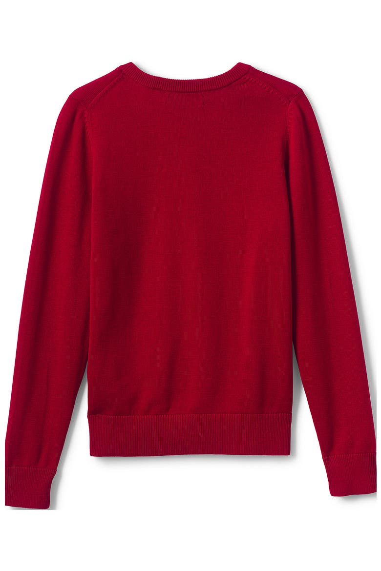 School Uniform  Cotton Modal Fine Gauge V-neck Sweater, Alternate, color, Red