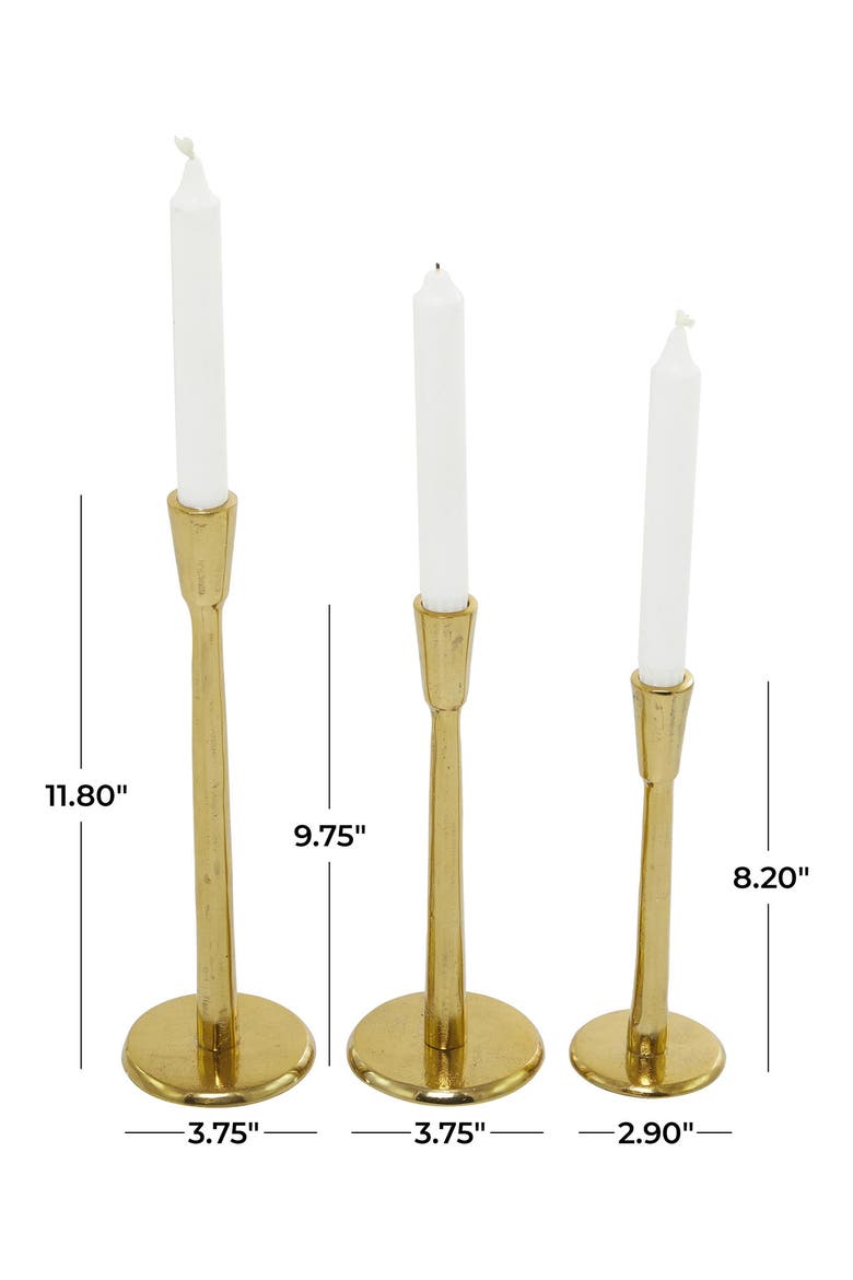 Set of 3 Modern Candleholders, Alternate, color, GOLD