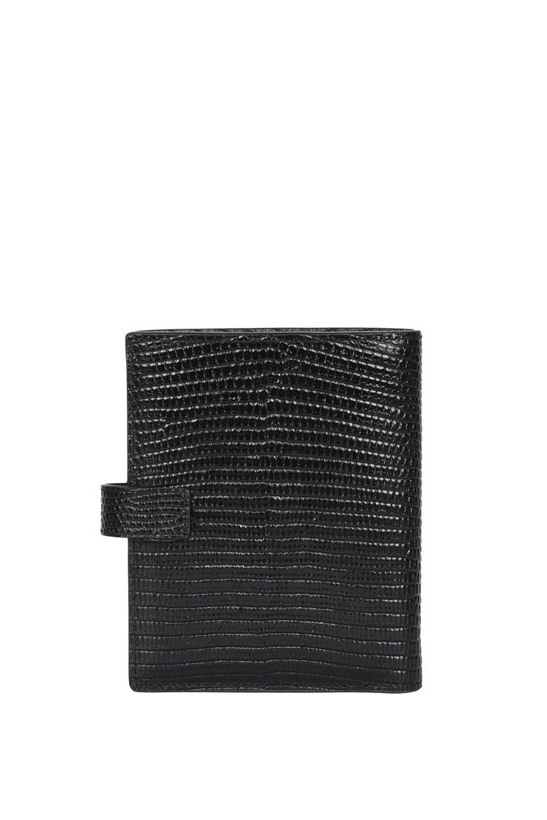 Upcycled Leather Passport Wallet with Zipper Coin Pocket, Alternate, color, Black Lizard
