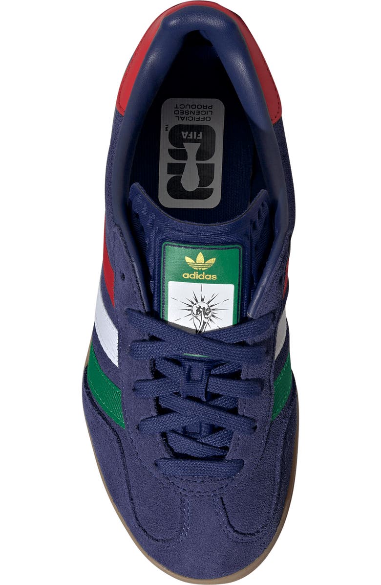 adidas x FIFA Kids' Gazelle Indoor Sneaker, Alternate, color, Blue/ Green/ Scarlet