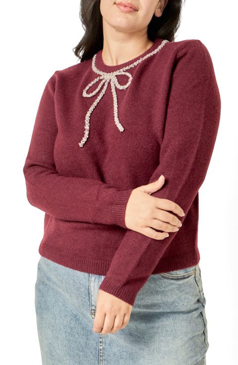 Rhinestone Bow Sweater
