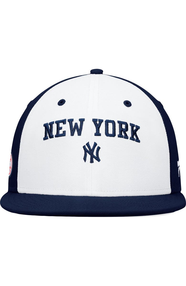 FANATICS Men's Fanatics Branded White/Navy New York Yankees Iconic Color Blocked Fitted Hat, Alternate, color, 