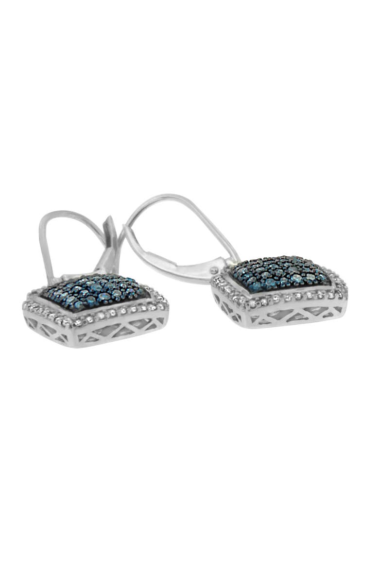 Black Rhodium over Silver 3/4 Ct Blue and White Diamond Dangle Earrings, Alternate, color, White