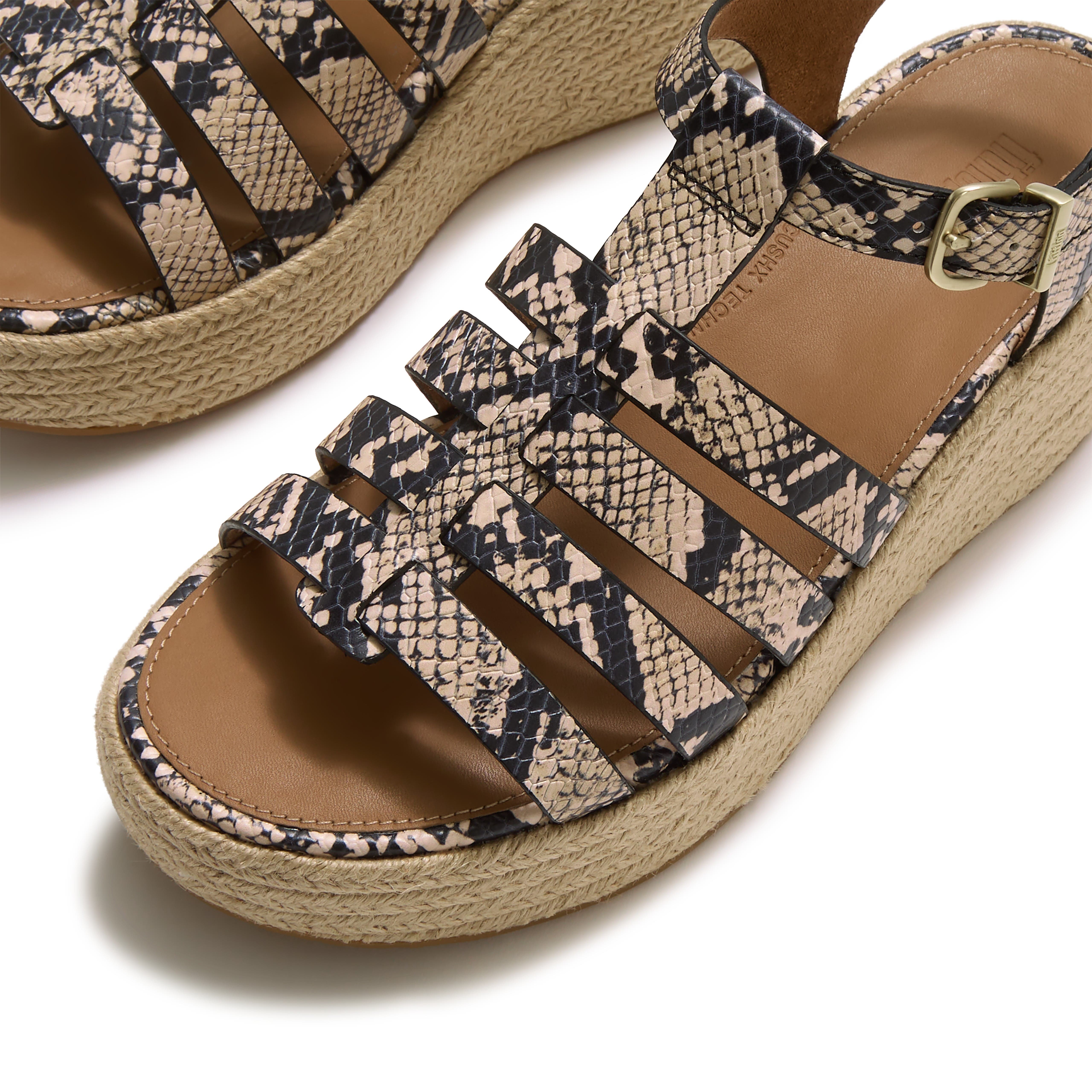 Platfform Snake Espadrille Fisherman Sandals, Alternate, color, Hazy Taupe/Black