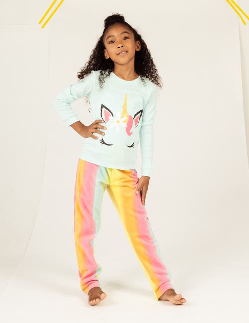 Leveret Kids Cotton Top & Fleece Pants Printed Holiday Pajamas In Multi