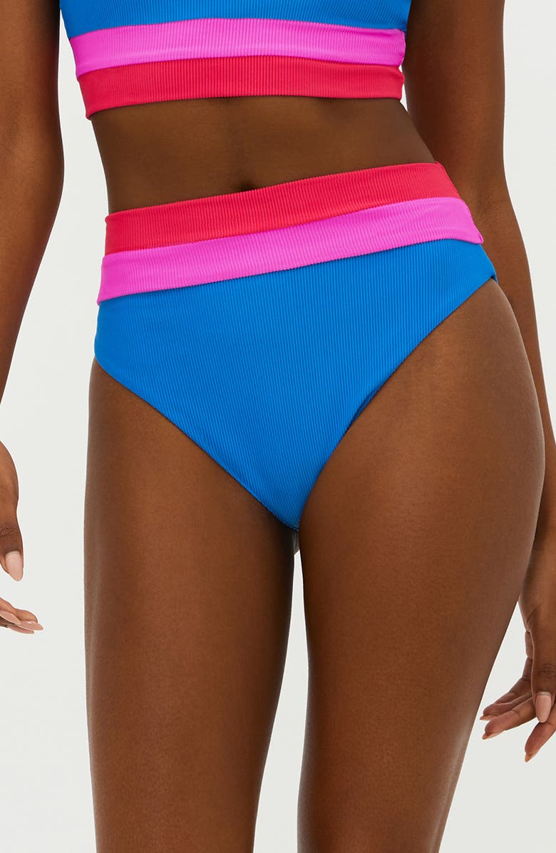Beach Riot Heidi Colorblock High Waist Bikini Bottoms, Main, color, Orchid Colorblock