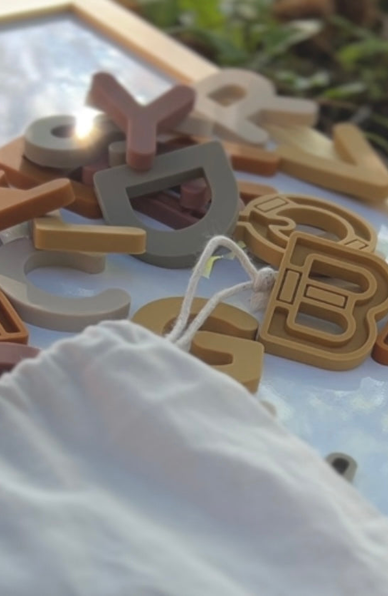 BROOKLYN NEUTRAL Alphabet Magnetic Letters and Whiteboard Set, Alternate, color, Neutral