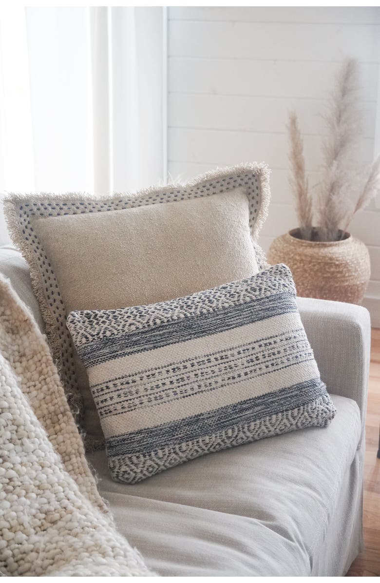 Anaya Hand Quilted Border Cotton Pillow with Down Alternative Insert, Alternate, color,