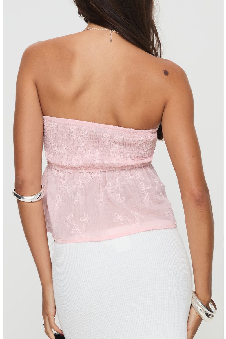 Rosenberg Strapless Jacquard Crop Top, Alternate, color, PINK