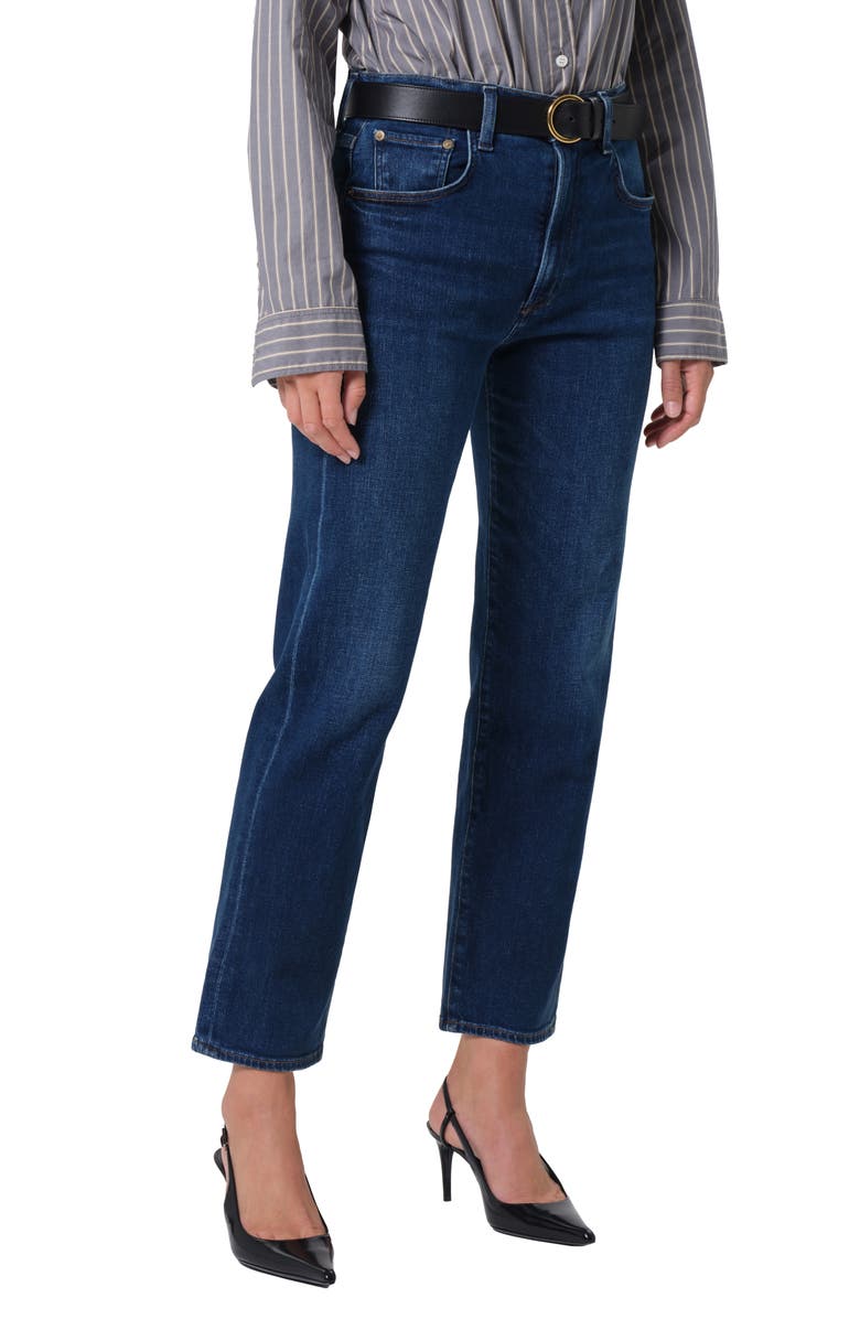 Citizens of Humanity Delfina High Waist Ankle Straight Leg Jeans, Main, color, Pierre Light Indigo
