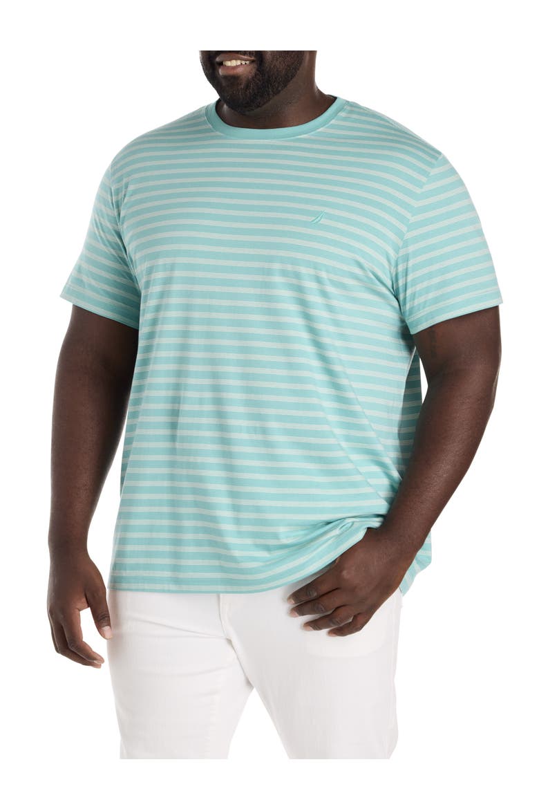 Big & Tall Striped T-Shirt, Main, color, AQUA WAVE