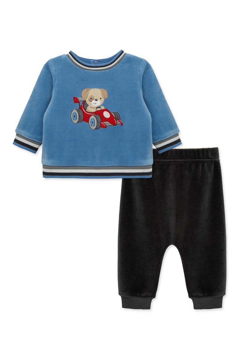 Kids' Racing Puppy Velour Top and Pants Set, Main, color, PINK MULTI